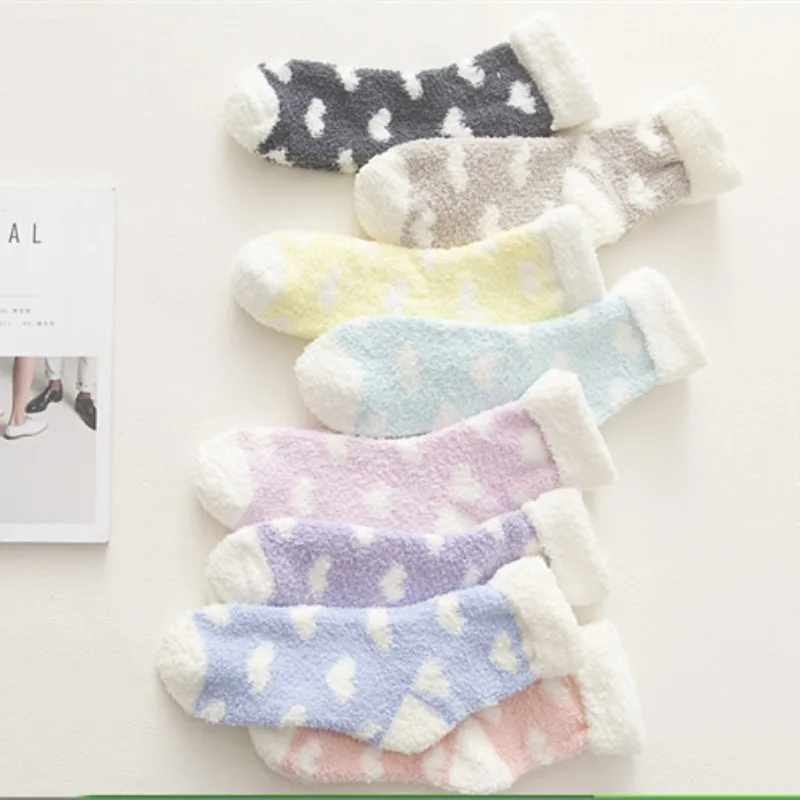 1/8 pairs Autumn Winter New Fashionable Versatile Love Women's Thick Warm Floor Socks Comfortable Casual Women's Socks