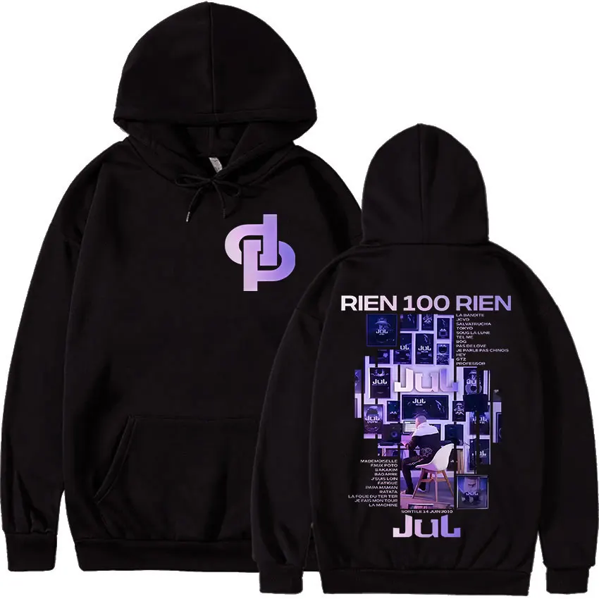 

Rapper Jul Rien 100 Rien Album Tour 2025 Graphic Hoody Unisex Rock Hip Hop Gothic Sweatshirt Fashion High Quality Fleece Hoodies