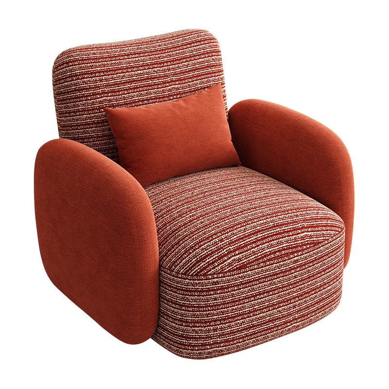 Yjq sofa French retro style small apartment living room bedroom single sofa chair with footstool can be rotated