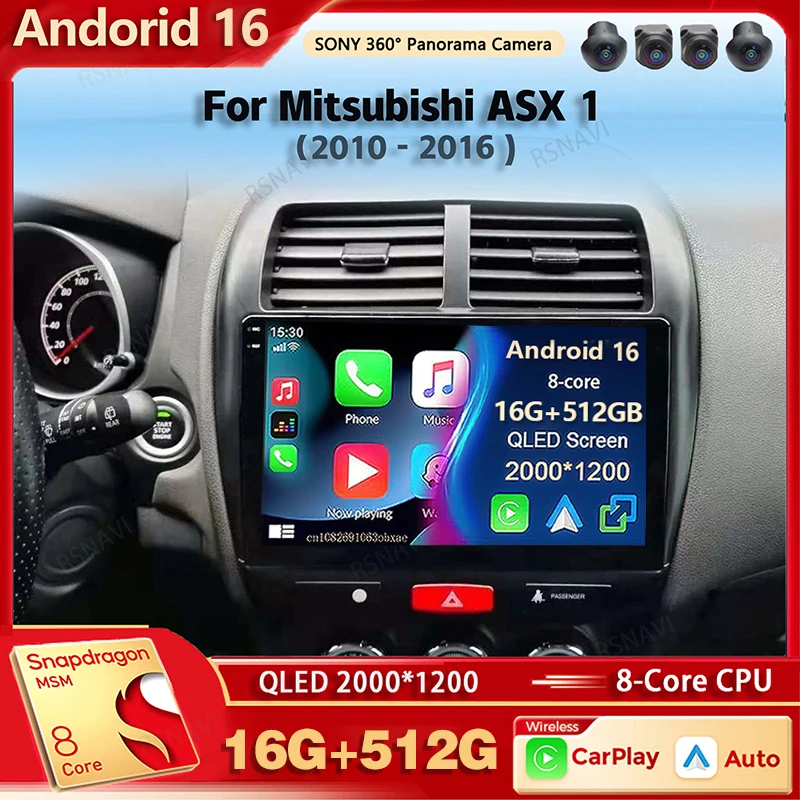 Radio Multimedia para Auto Android 16 para Mitsubishi ASX 1 2010 2011 - 2016, Auto Carplay, Estéreo para Auto, DSP, wifi+4G, Voz Ai, 2 Din