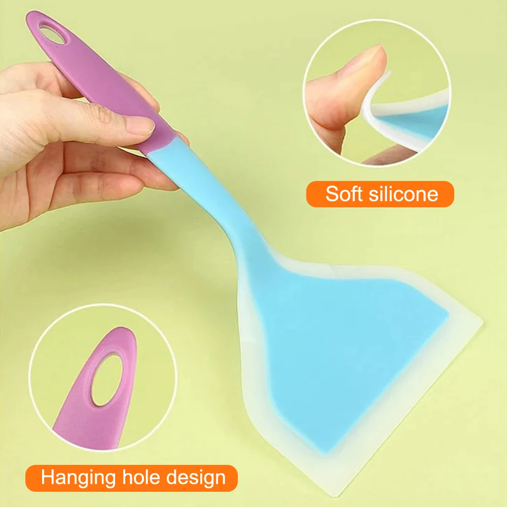 لون عشوائي سيليكون ملعقة الغذاء الصف غير عصا واسعة الفم شريحة لحم البيض المقلي مجرفة أدوات المطبخ الخبز #3