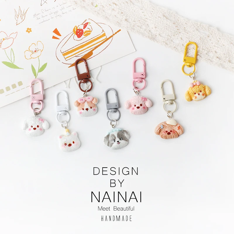 Adorable Small Dog Mousse Keychain Backpack Fun Accessories Cute Cartoon Decoration Daily Essential Lightweight Pendant