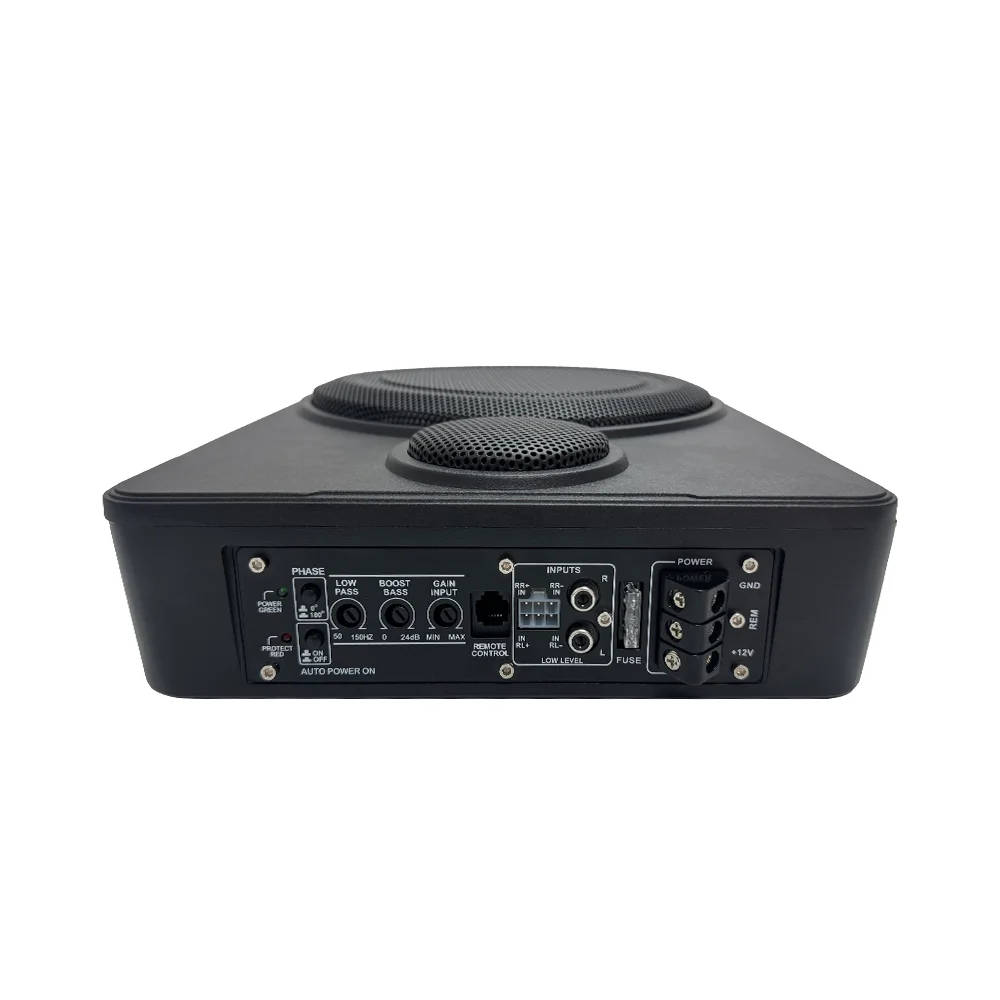 10 Inch Slim Under Seat Active Car Subwoofer Full Aluminum Bass Speaker with Built-in High-Frequency Tweeter