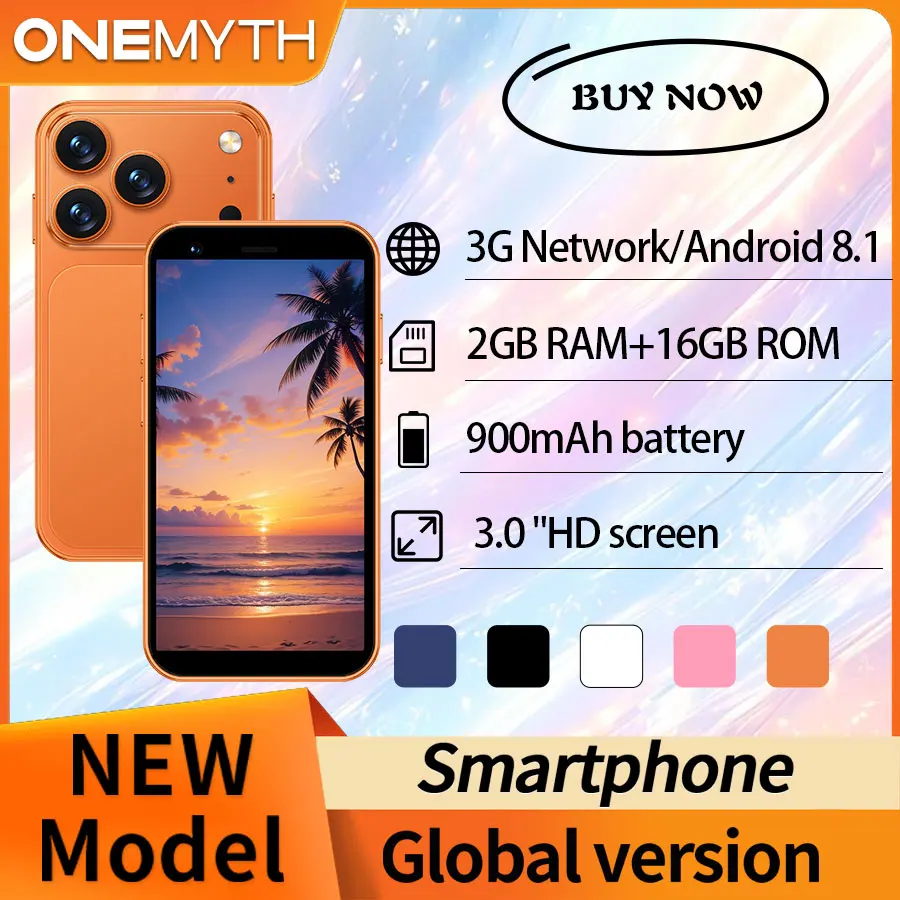 ONEMYTH A17 Mini Smartphone, 2GB RAM, 16GB ROM, Dual SIM Dual Standby 3G Phone, Built-in Google Play Store, Precise Location