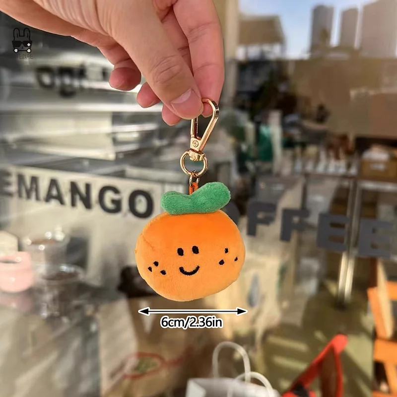 

1Pc Peas Eye Orange Plush Keychain Cartoon Fruit Stuffed Doll Pendant Car Key Ring Backpack Bag Decor Kid Gift