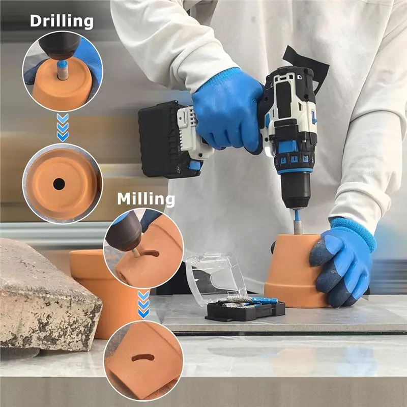 ABVJ-diamantborenset (5 stuks), tegelboren voor glasporselein, marmer - veelzijdige boorgereedschapsset