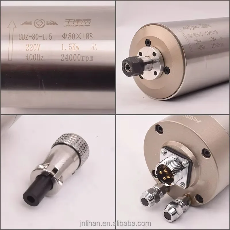 80-1.5 24000rpm 220V 1.5kw Water Cooled Spindle 1.5kw Spindle Cnc Spindle Motor