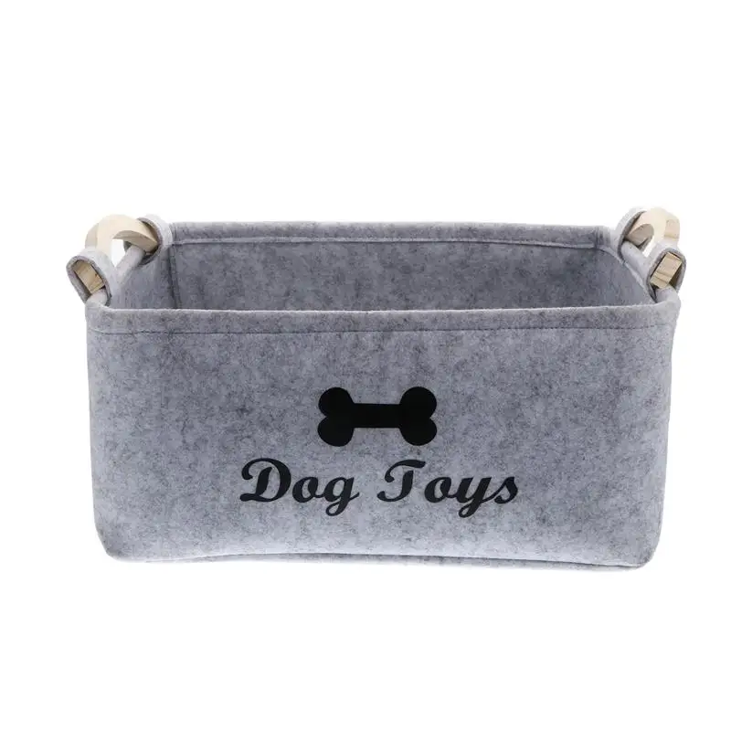 

Pet Toy And Accessory Storage Bin Felt Basket Chest Organizer Container Pet Toy Felt Box Wooden Handle Square Storage Box