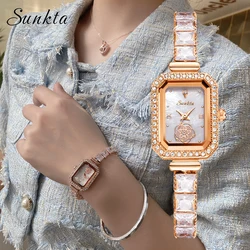 LIGE – montre-bracelet en saphir pour femmes et filles, marque SUNKTA, Top de luxe, Quartz, étanche