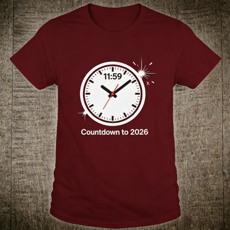 Classics Countdown To 2026 T-Shirt Unisex New Year Clock Graphic Tshirts Simple  Loose Leisure Adult Short-sleev Cotton Tee Tops