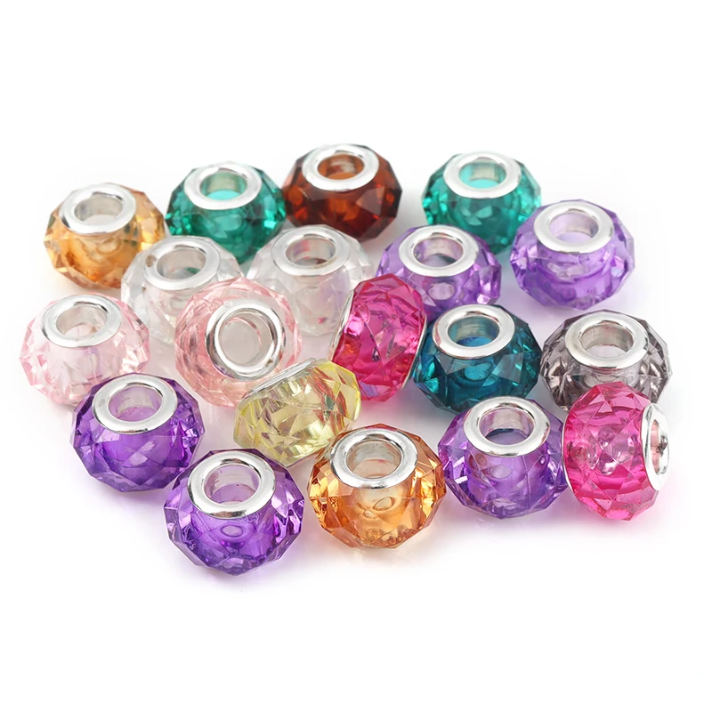 20pcs/Lot Transparent Color Faceted Resin Beads Big Hole Spacer Loose Beads for Jewelry Making DIY Bracelet Necklace Wholesale image 4