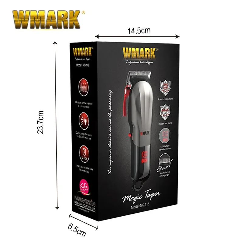 WMARK Profissional Rechargeable Hair Clipper Cord & Cordless Hair Trimmer with LED Battery Display Hair Cutter Electric Shaver