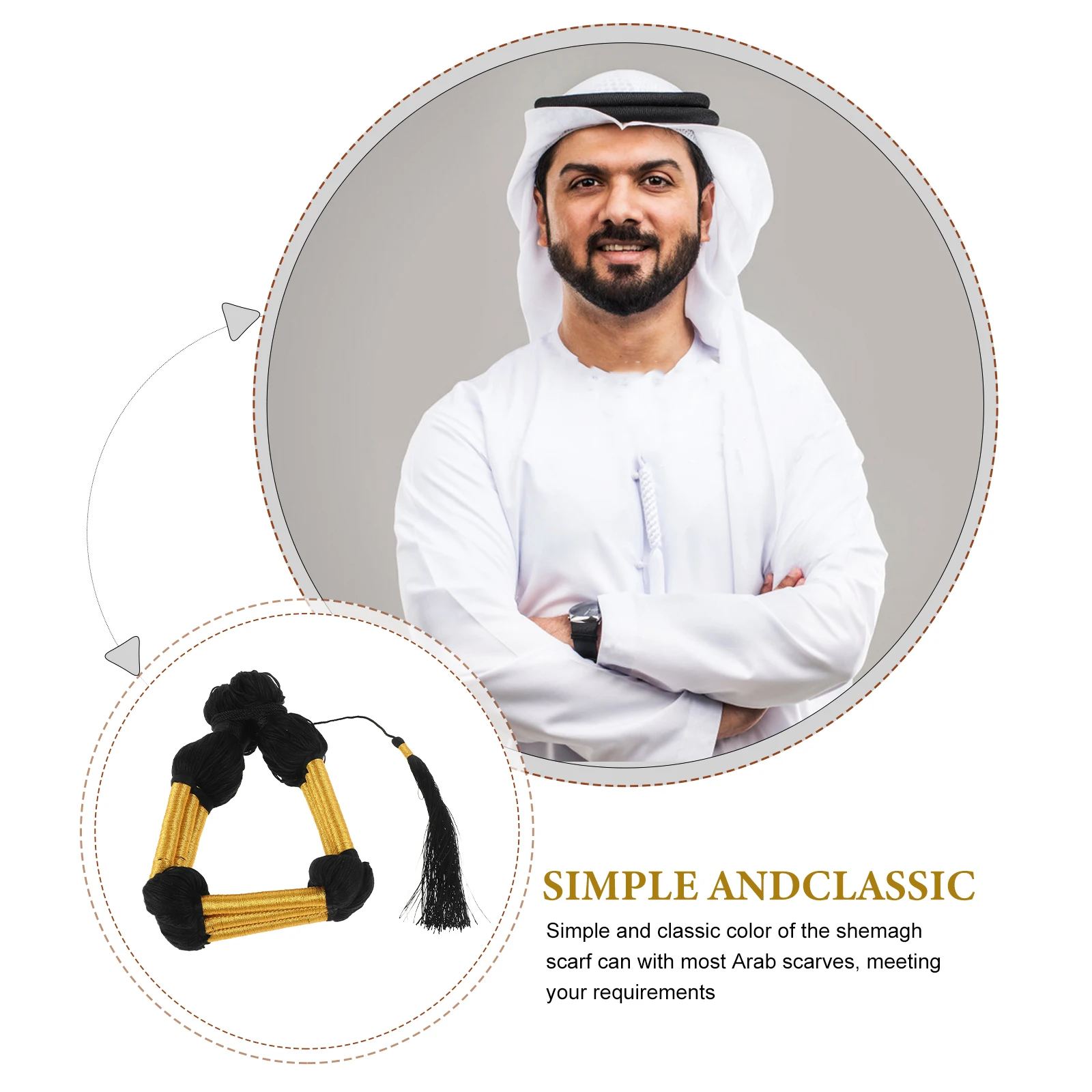 ロイヤルヘッドバンドメンズスカーフヘアリングアラブスカーフポリエステル綿糸用