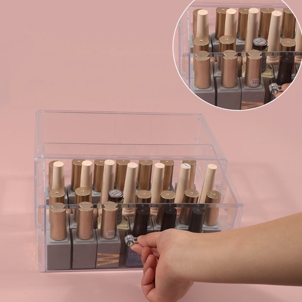 1 قطعة مسمار الفن مستطيل صندوق تخزين شفاف مسمار حجر الراين فرشاة القلم عازلة طحن الملفات المنظم الحاويات