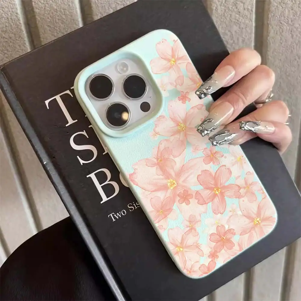 Pink Sakura Floral Matte Phone case For iphone 17 16 15 13 12 11 14 Pro Max 17Air XR X XS 14 15 16 Plus 15 Pro Soft TPU Cover view 4