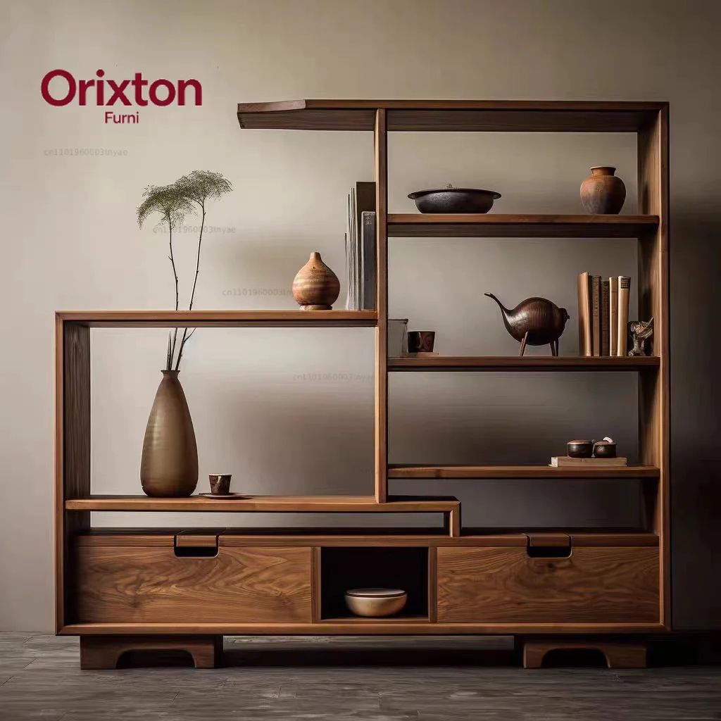 Old Elm Bogu Frame Solid Wood Chinese Elm Duobao Pavilion Shelf Elm Tea Room Tea Set Storage Rack Wabi Silent Wind