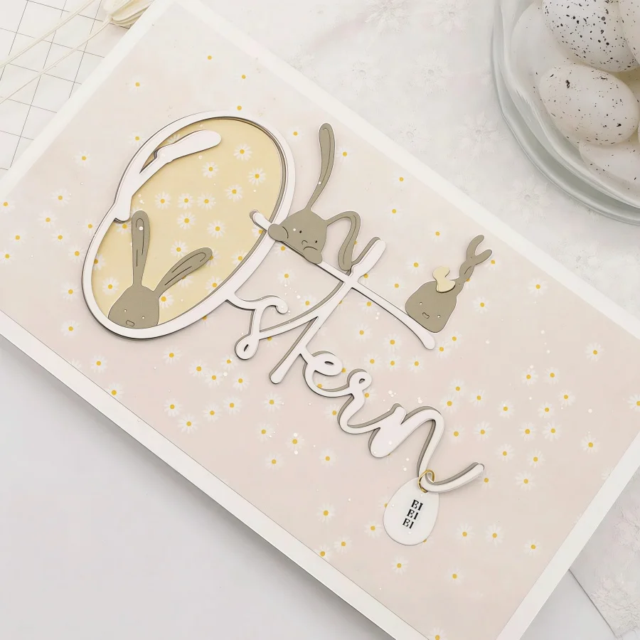 Lively Typography Ostern-Metall-Stanzformen für DIY-Scrapbooking, Kartenherstellung, Schablonen, Fotoalben