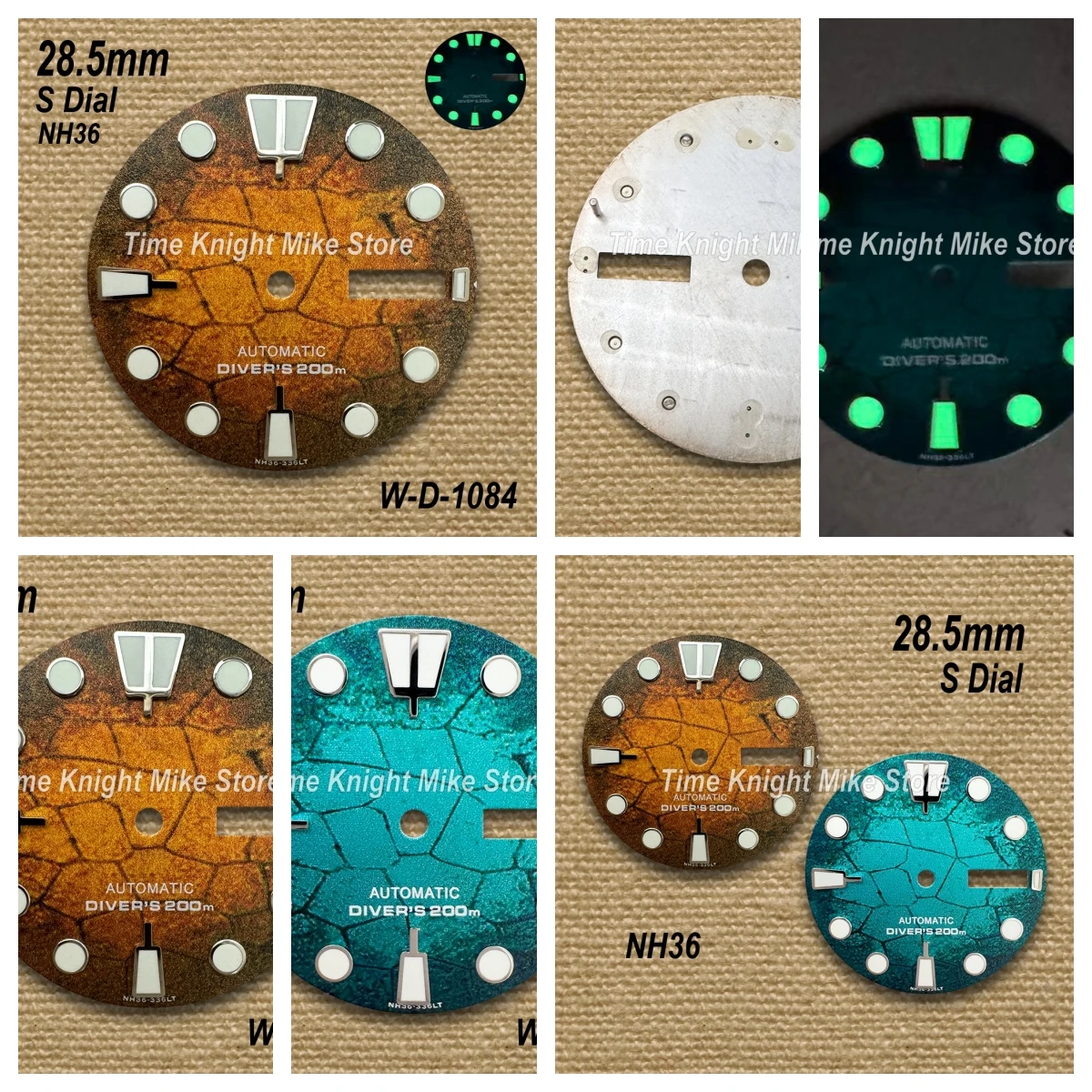 

28.5mm S Logo New Diving Dial Fit NH35/NH36/4R/7S Movement C3 Green Luminous Fissure High Quality Watch Modification Accessories