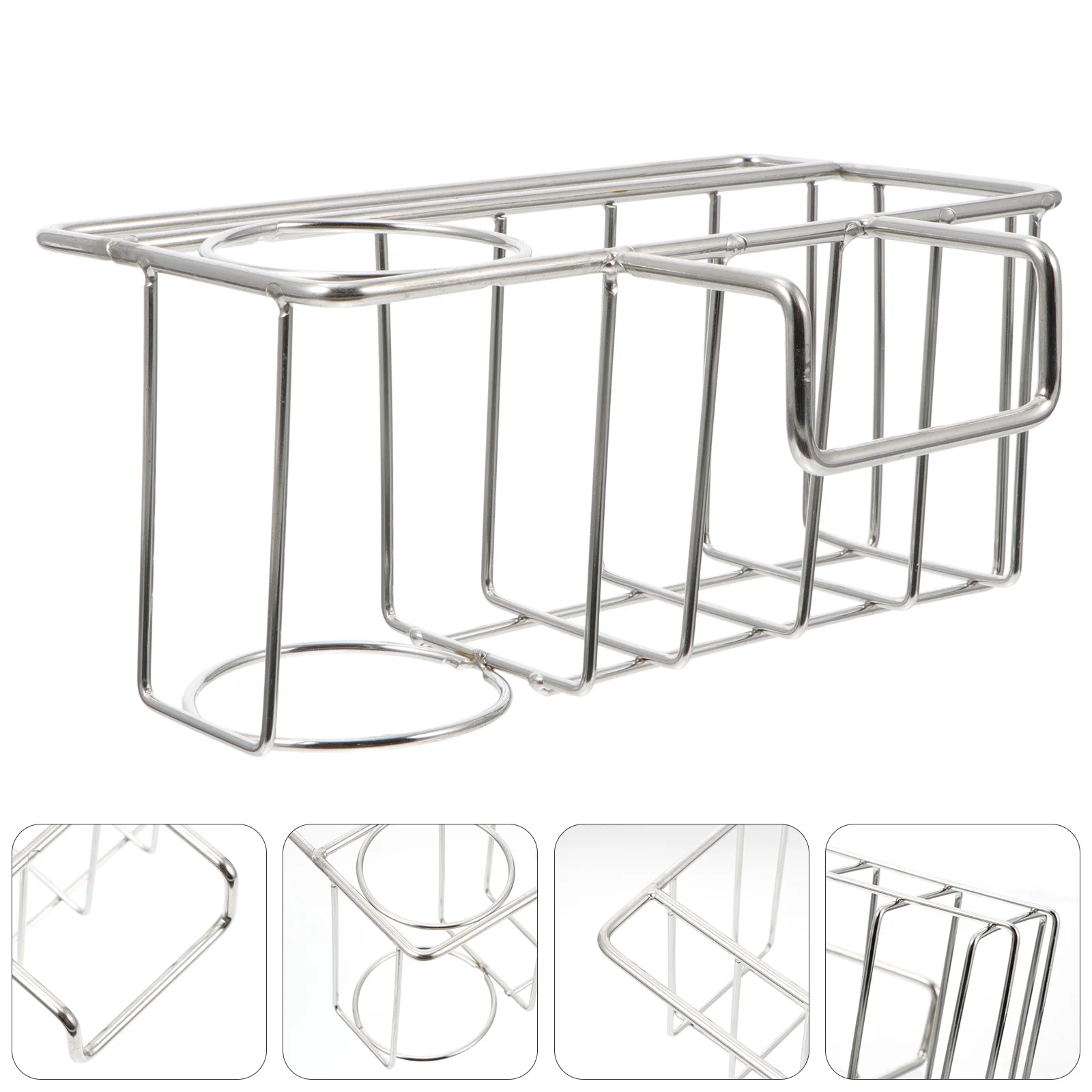 

Stainless Steel Drain Rack Kitchen Hollow Out Storage Basket No Punch Hanging Organizer For Sink Bathroom Multi-Functional Water