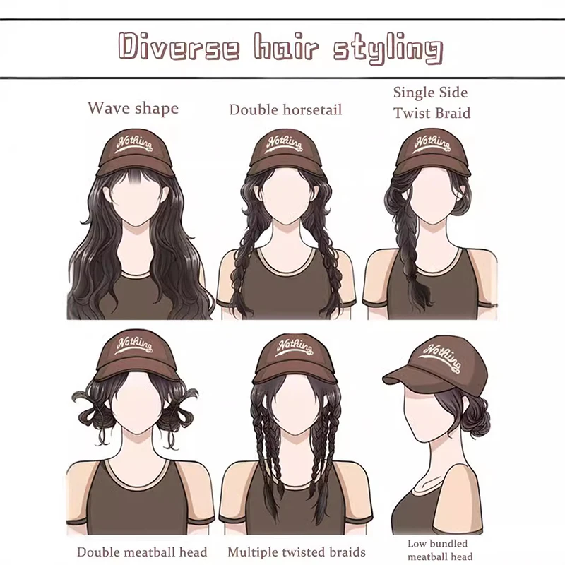 모자 가발 일체형 여성용 베이지색 덕빌 모자 핑크 컬리 웨이브 롤 유럽 및 미국 패션 20인치 가발 모자