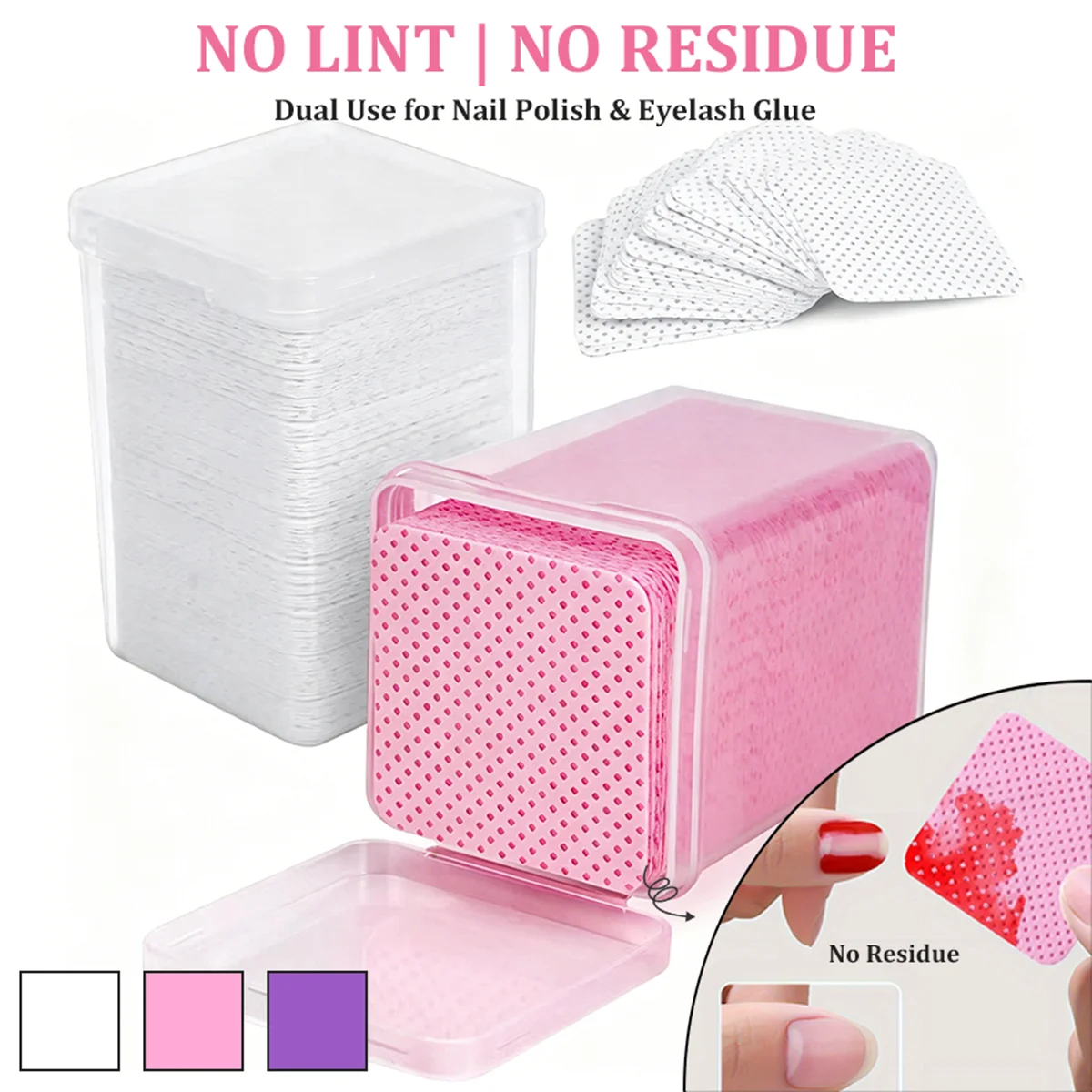 200pcs Lint Free Nail Wipes, Disposable Cotton Pads for Gel Polish Removal, Nail Art Cleaning & Eyelash Glue, Storage Box