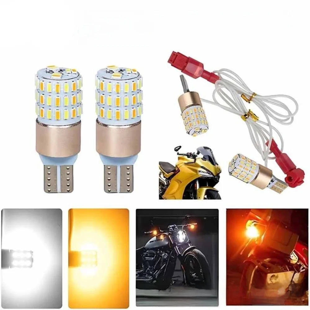 

2PCS New Dual Color Motorcycle Turn Signal High Brightness Bulb LED Bulb Tail Parking Color Fog Light E-scooters