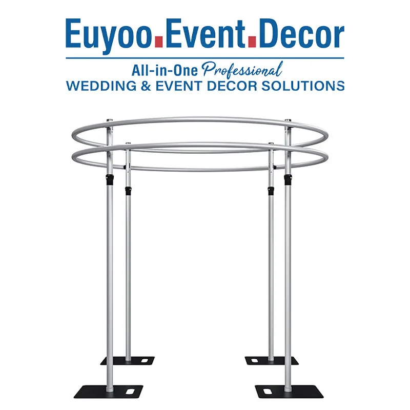Retractable double-layer round pavilion curtain gauze frame wedding arch wedding background frame