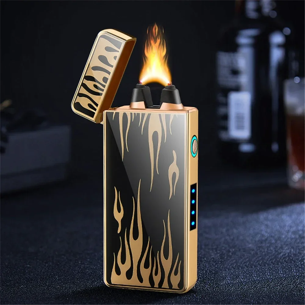 New Super Large Arc Lighter Rechargeable Big Flame Large Battery Capacity Windproof USB Electronic Lighter Smoking Accessories