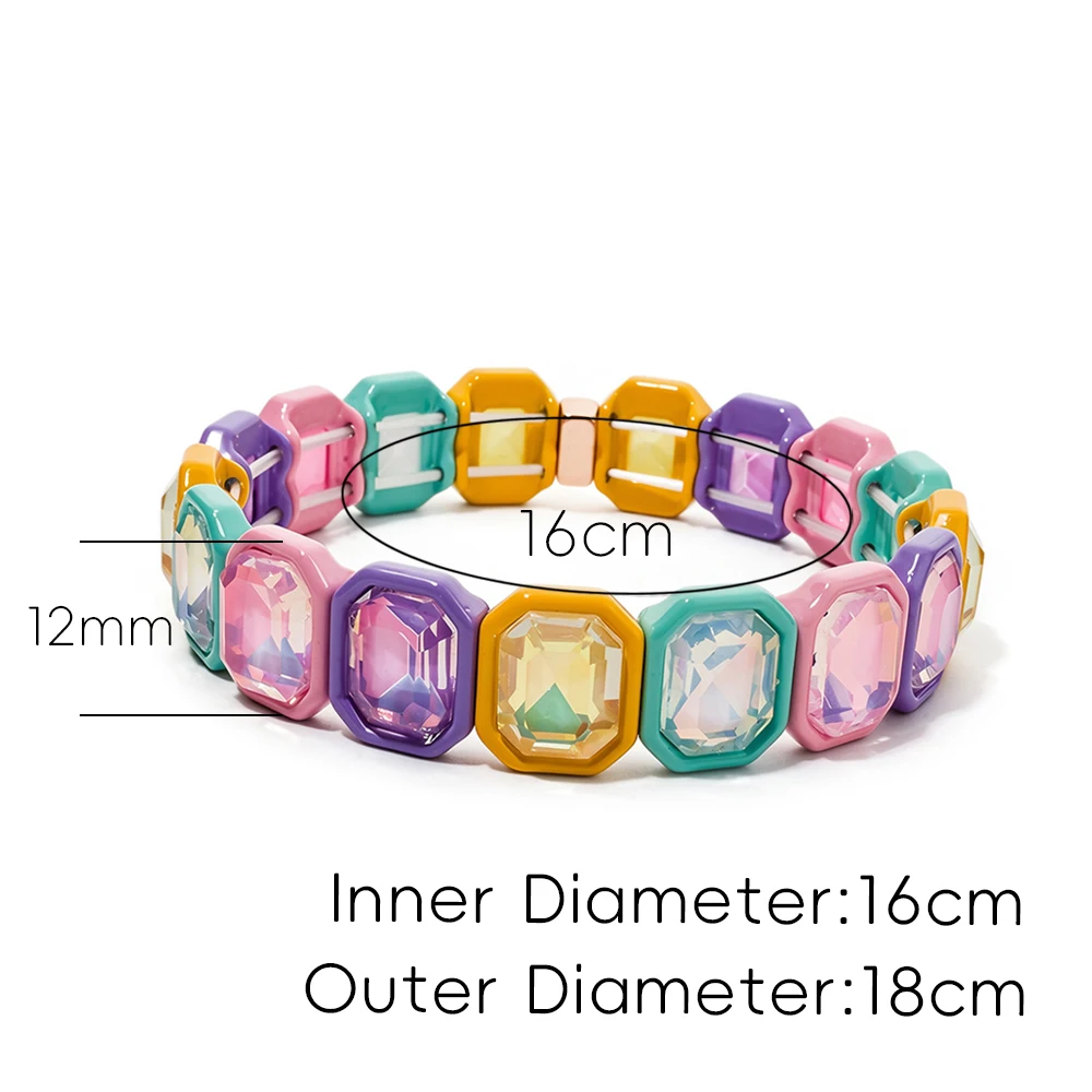 2026 12x14mm Kristallperlen Chunky Armbänder für Damen, Böhmisches Buntes Zirkonia-Armreif-Handschmuck – Detail 2