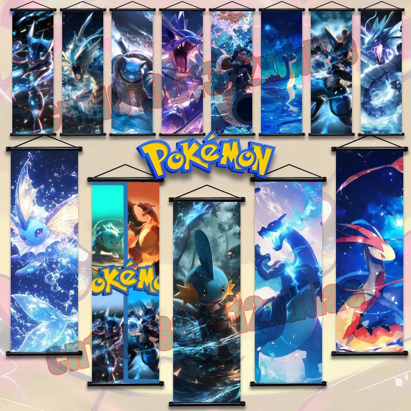 

Anime Pokemon Poster Scroll Painting Art White Canvas Painting, Squirtle, Greninja, Greninja, Eevee, Decorative Painting Gifts