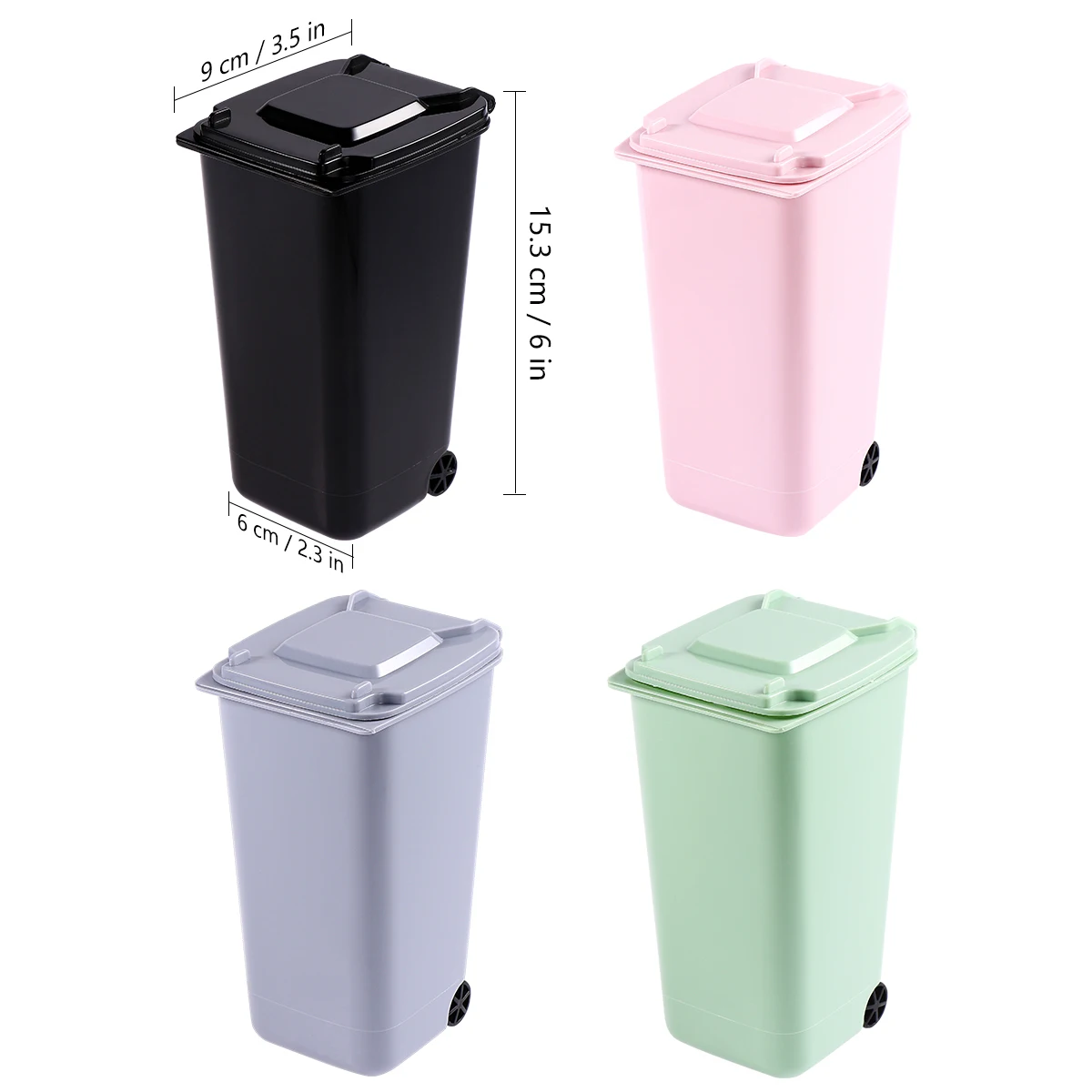

4pcs Mini Garbage Can Desktop Waste Bin Clamshell Design Kitchen Bathroom Trash Dustbin Plastic Bag Friendly Pen Holder