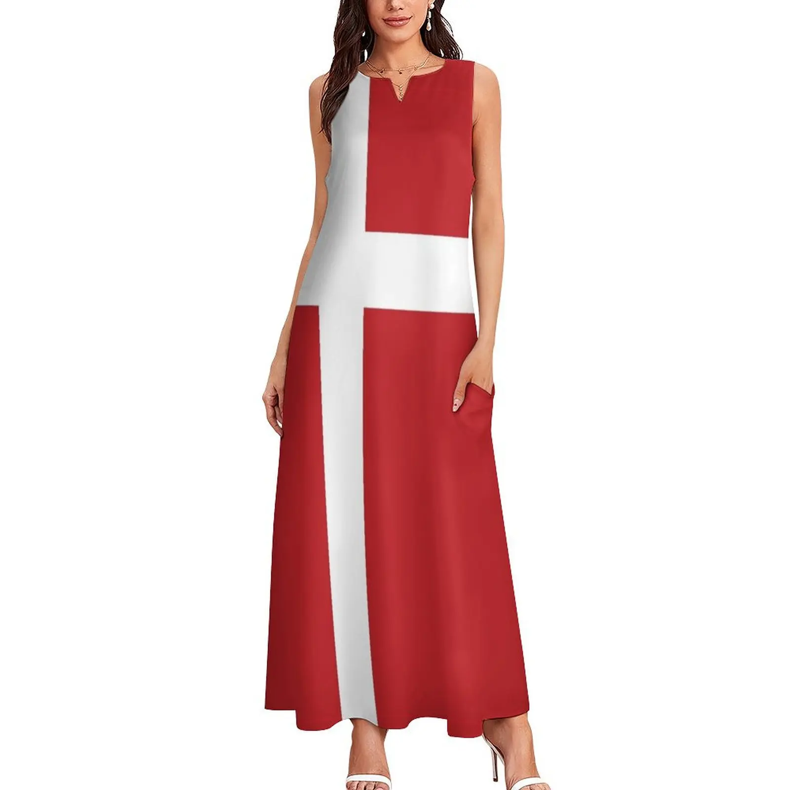 Danish Flag Long Dress dresses for woman dresses for women 2025 luxury designer party