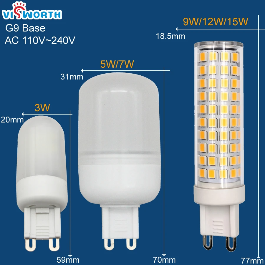 G9 LED Light SMD3014 3W LED Bulb SMD2835 5W 7W 9W 12W 15W LED Lamp Crystal Corn Bulb 360 Degree Home Decoration Lighting