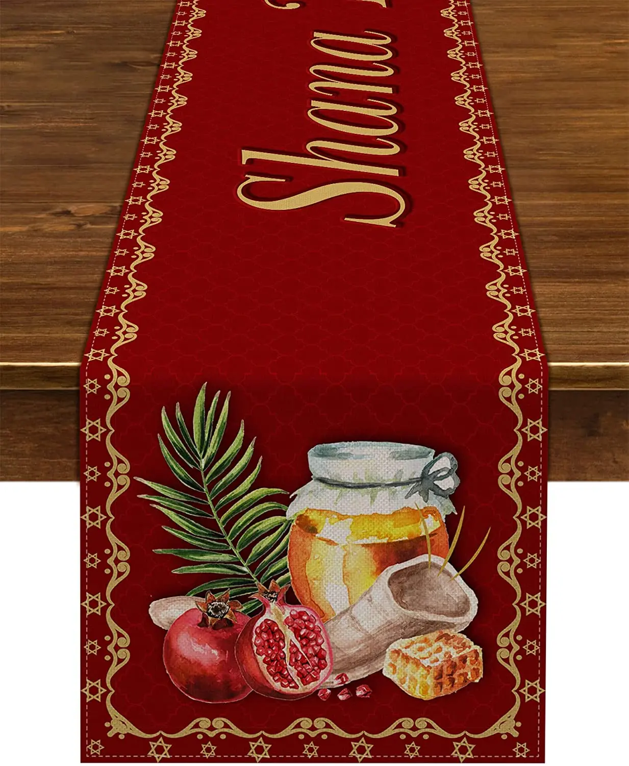 Shana Tova Linen Table Runners Jewish New Year Party Supply Rosh Hashanah Dining Table Runners Kitchen Dining Room Decorations