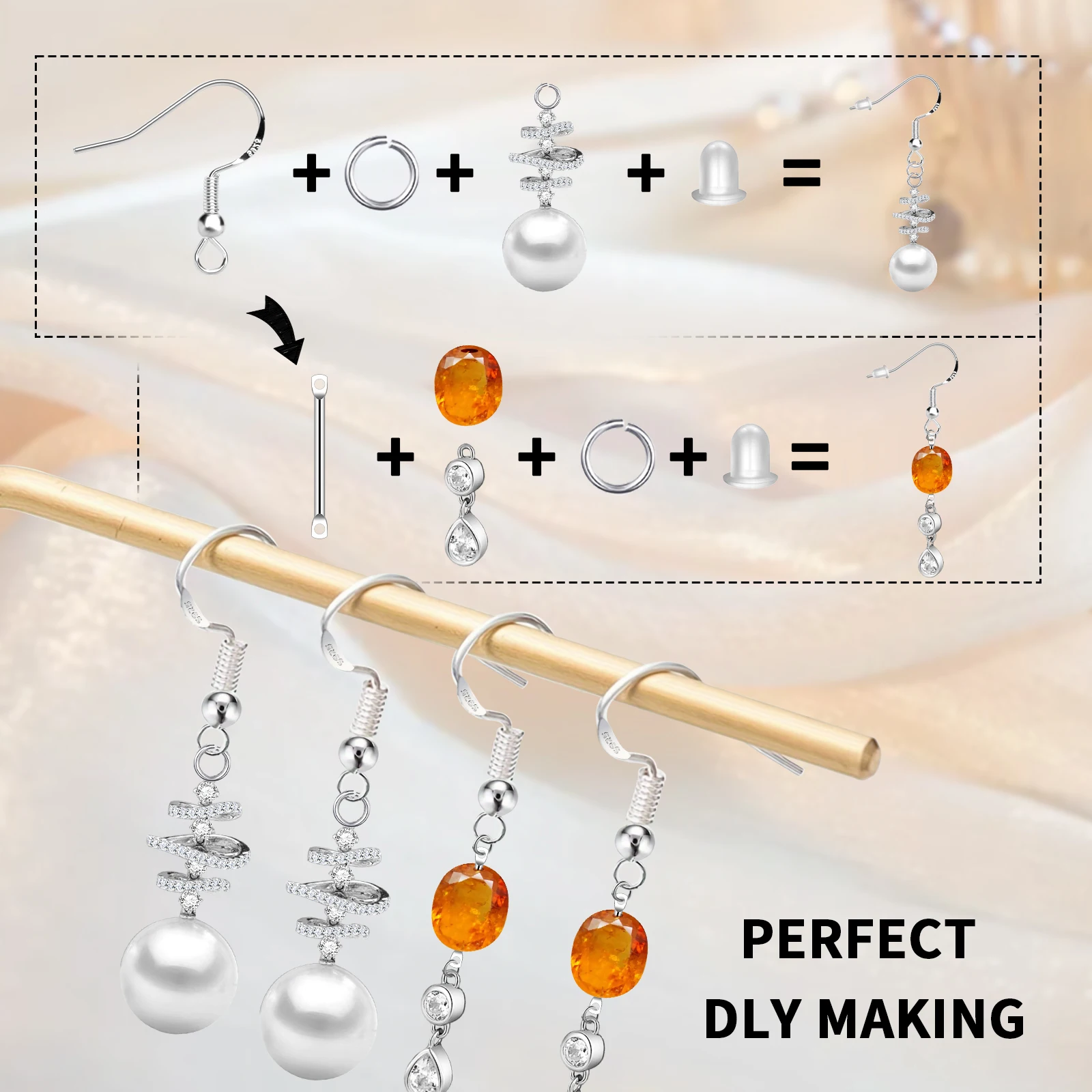 Ganchos de brinco banhados a prata/ouro 925 para fazer joias, kit de fabricação de brincos hipoalergênicos de 900 peças, descobertas de brincos, anéis de salto