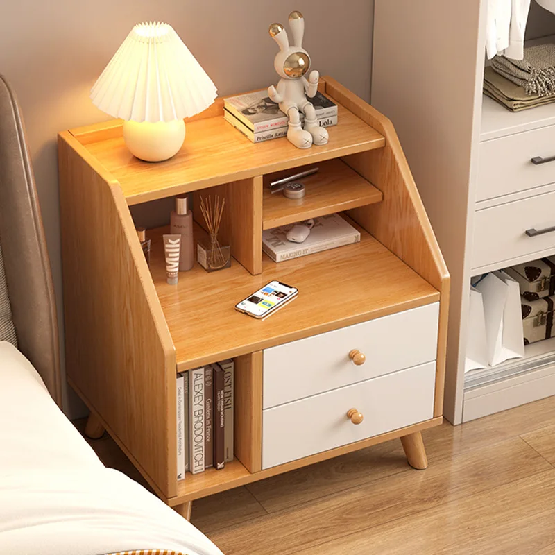 

Bedside table Simple modern bedroom Small rental room Storage Bedside table Mini Nordic solid wood leg rack