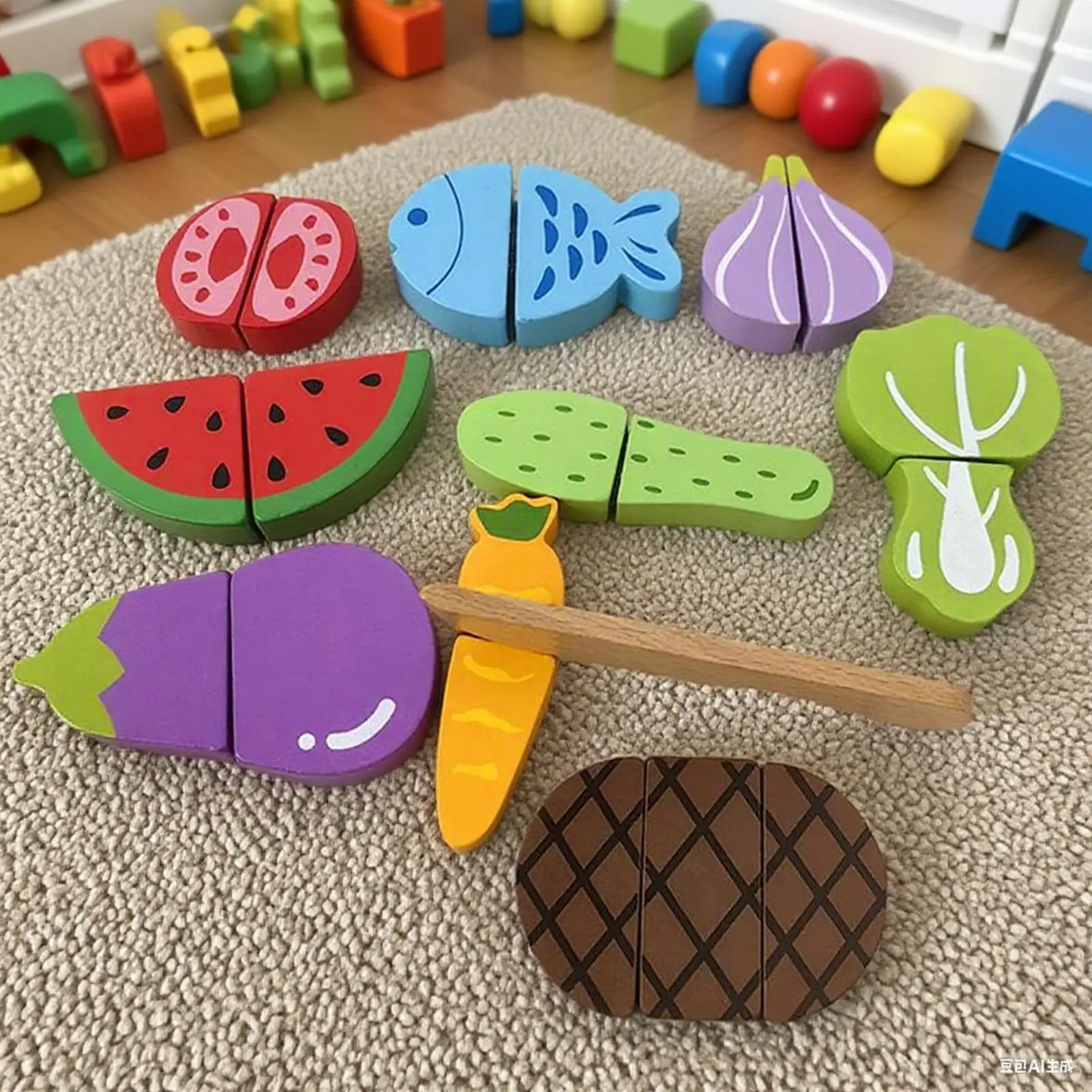 لعبة قطع الفاكهة للأطفال ألعاب تقطيع الخضروات الخشبية المغناطيسية للطعام مجموعة قطع المنزل ألعاب تعليمية مونتيسوري