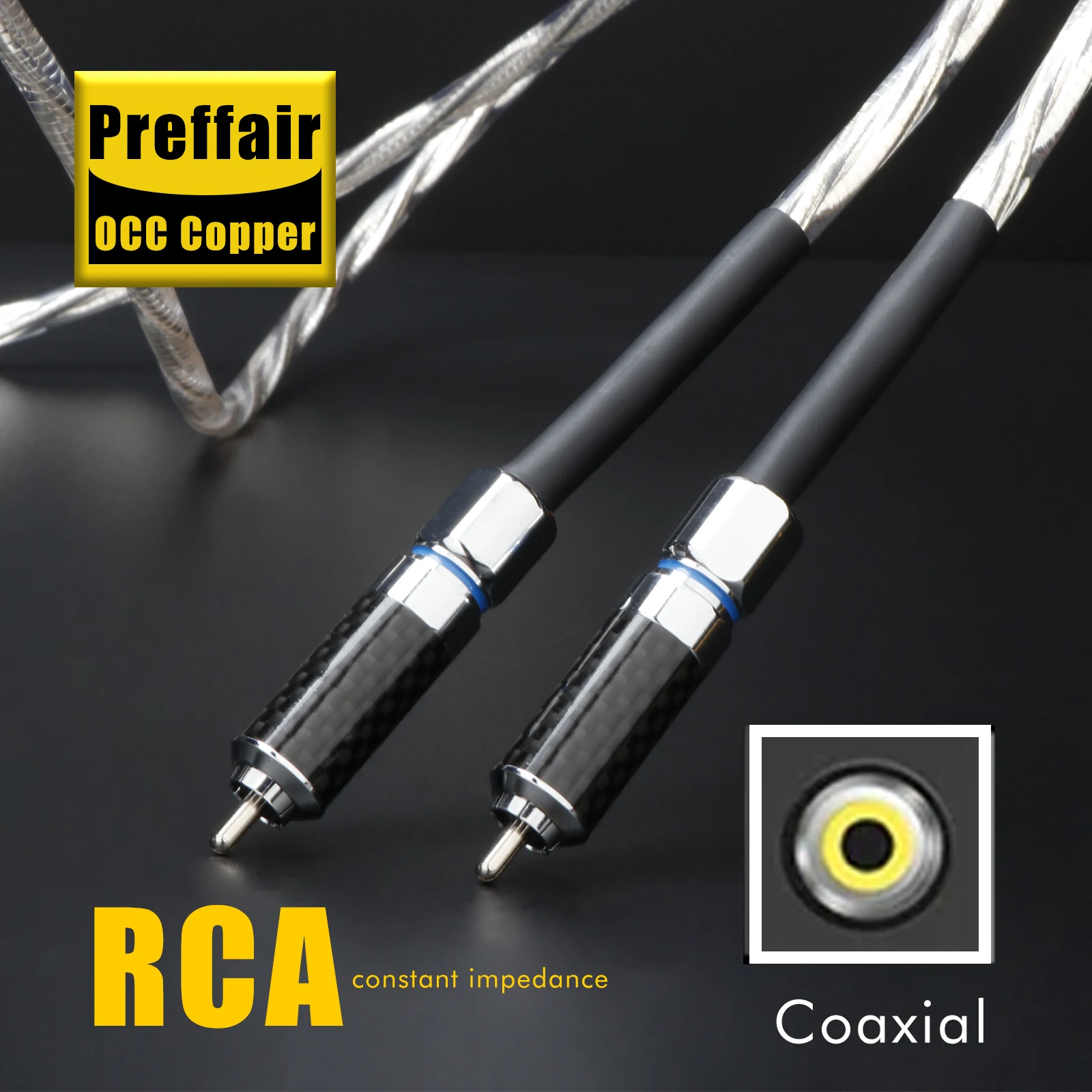 Pita Musik 110 Ohm RCA Kabel Keseimbangan Digital Koaksial dengan Cangkang Serat Karbon Kabel Sinyal Audio Amplifier Pin Berlapis Rhodium