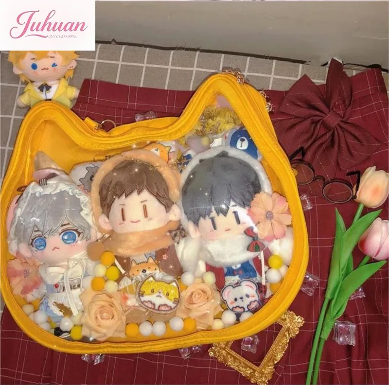 Japanese Harajuku Aesthetic Transparent White Shoulder Bag Womens Sweet Cat Handbag Ita Bag Ladies Lolita Mini Backpack Itabag