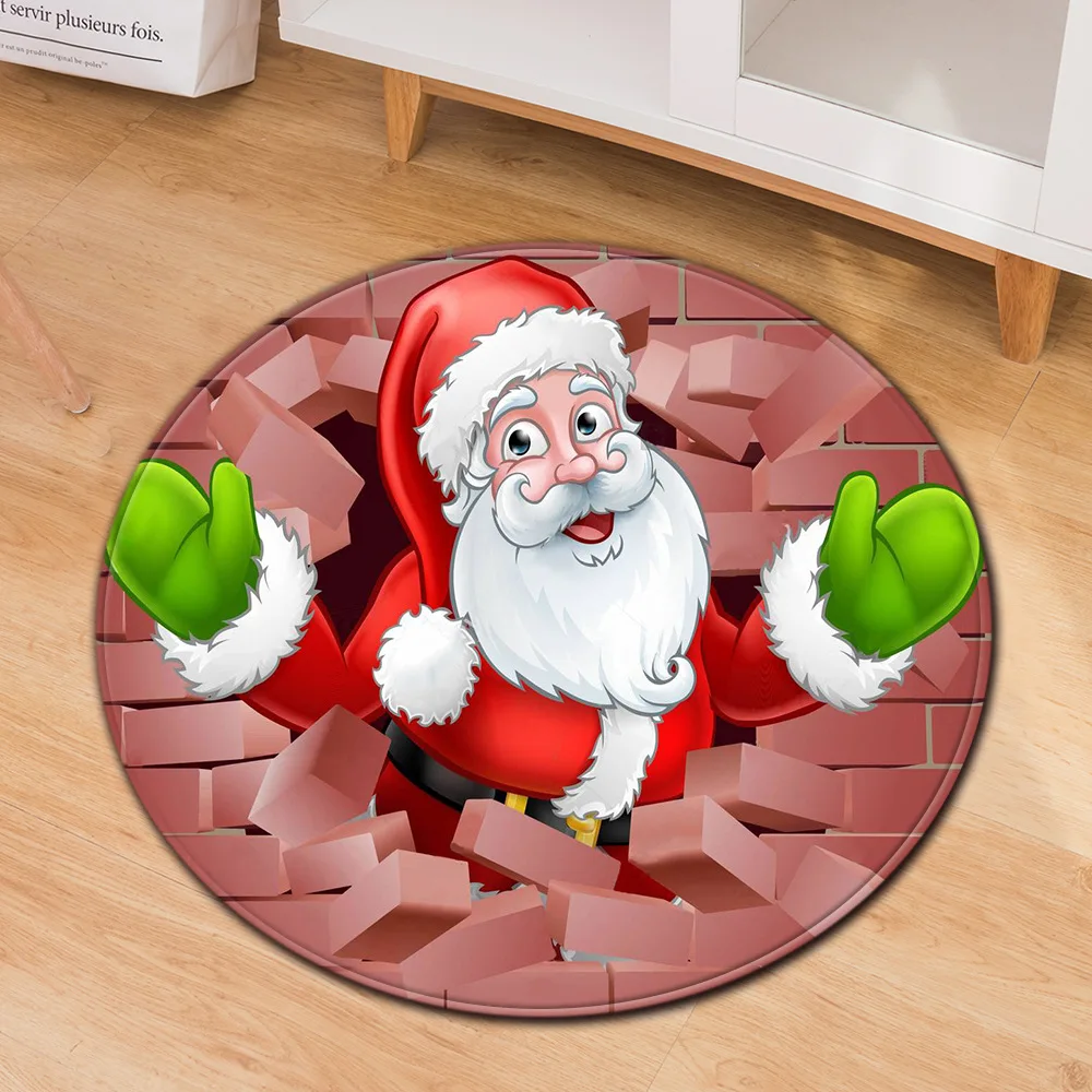 

New Christmas Door Mat Home Non-slip Round Floor Mat Living Room Bedroom Carpet Memory Foam Carpet Area Rug Large Dropshipping