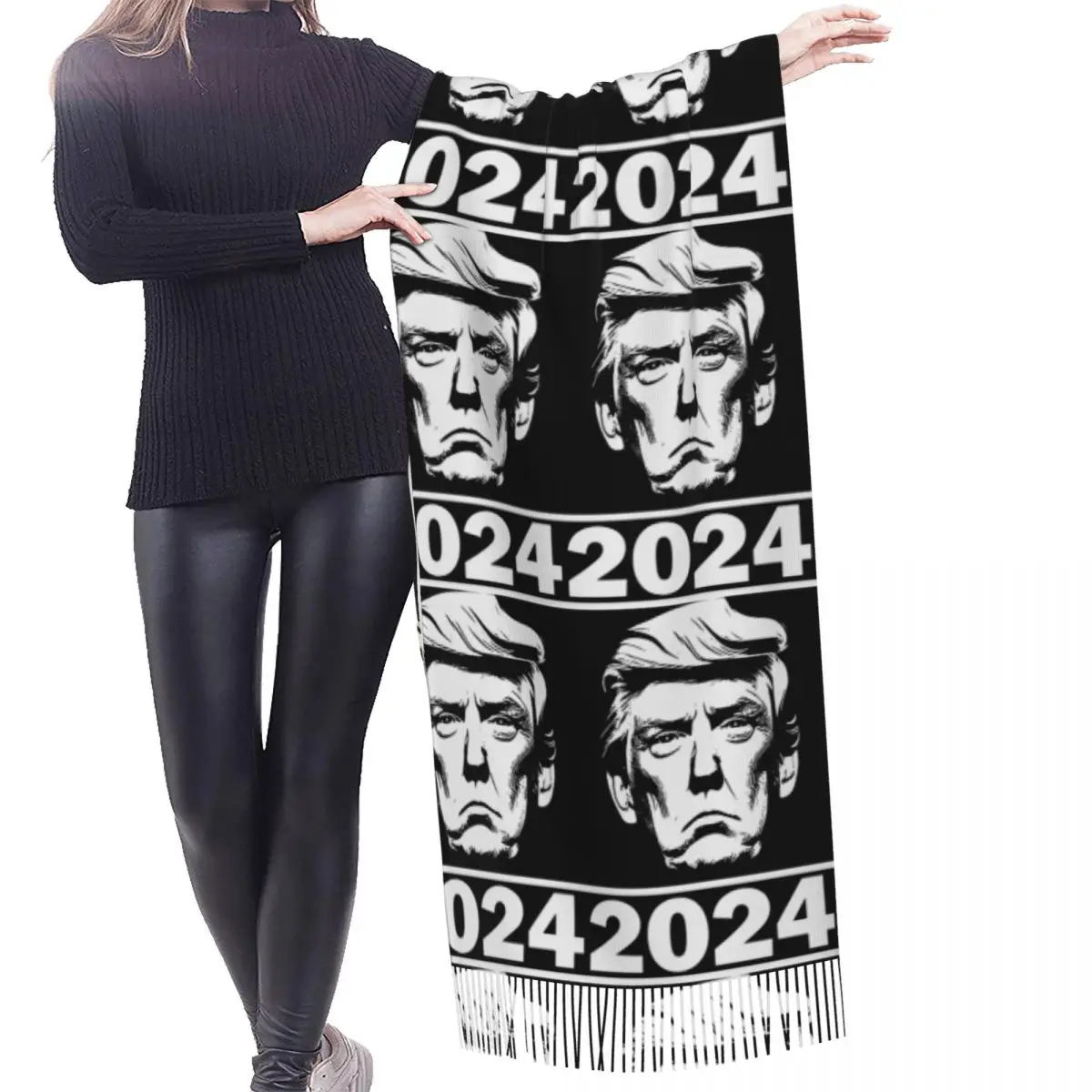 Customized Printed Trump 2024 US Scarf Men Women Winter Warm Scarves Shawl Wrap