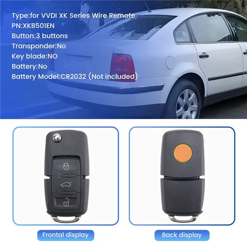 Car Remote Key For Xhorse XKB501EN Universal Wire Remote Key Flip Fob 3 Buttons For VW B5 Type VVDI Key Tool Eco-Friendly