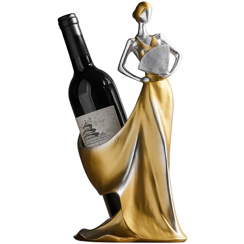European Creative Wine Rack Elegant Girl Shaped Wine Bottle Holder Home Living Room Wine Cabinet Art Decor Ornament