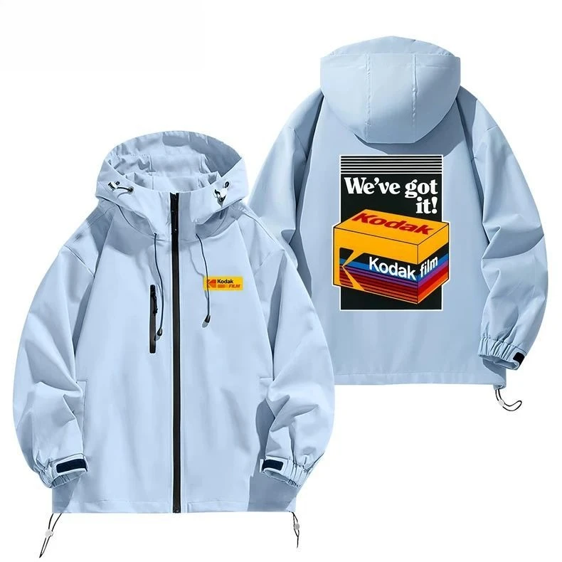 Kodak Film Camera Hooded Jacket Weather Resistant Streetwear Photographer Gift Casual