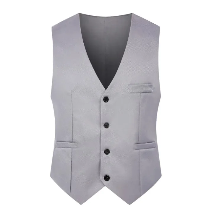 Male Vests Sleeveless Solid V Neck Suits Vest Blazer Single Breasted Spliced Buttons Slim Fit Pockets Summer 2026 Business