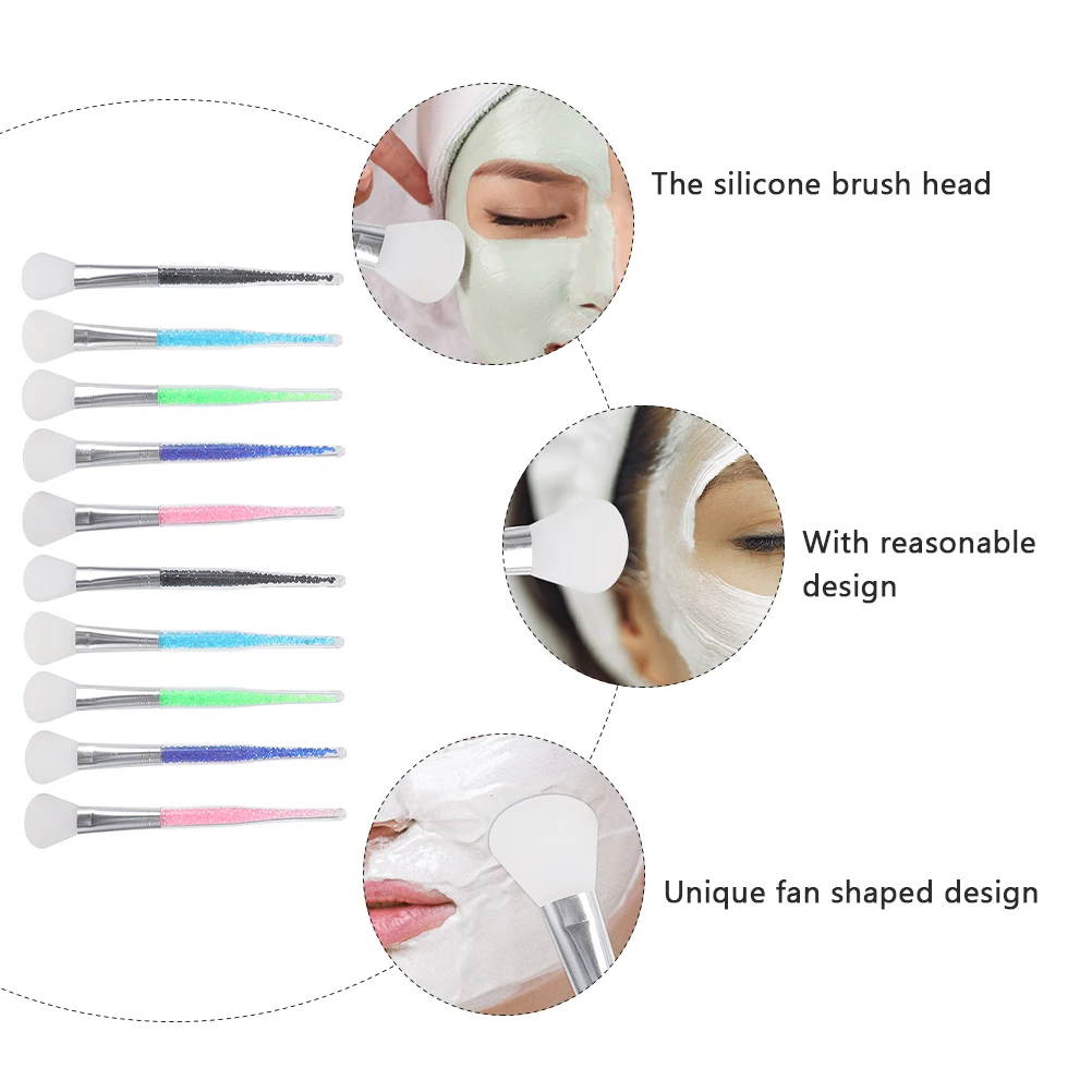 

10pcs Silicone Makeup Brush Gentle Practical Face Mask Tool Beauty Supplies Easy Clean Storage Facial Mud Applicator