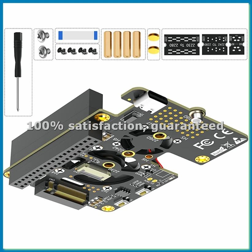 

Комплект 3-в-1 для 5 накопителей PCIe M.2 NVMe SSD с двумя вентиляторами Gen2 Gen3 для M.2 M-Key NVMe SSD 2230 2242 2260 2280 - ABVK
