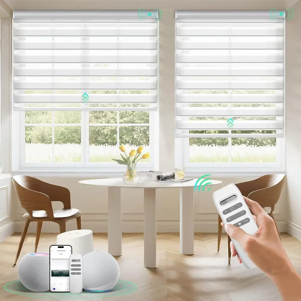 

Умные жалюзи-зебра с дистанционным управлением, совместимые с Alexa/Homekit, белые, размер L, на заказ