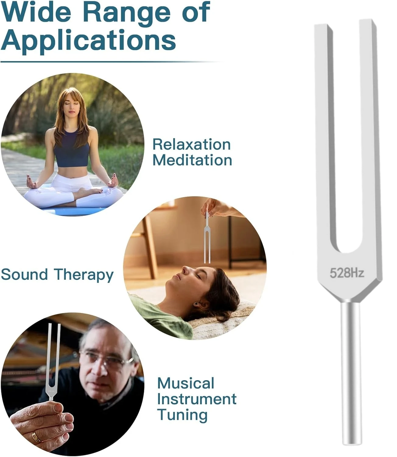 Miwayer Tuning Fork 528 Hz with Silicone Hammer and Cleaning Cloth Perfect Healing Musical Instrument for Stress Alleviation