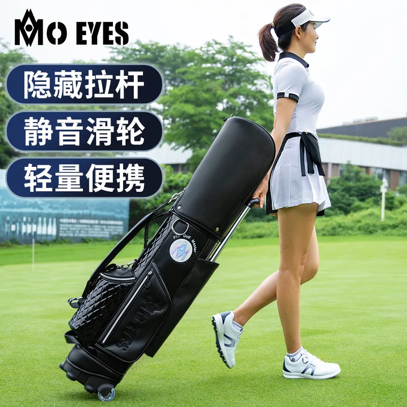 PGM MO EYES Golf Bag for Women with Wheels Lightweight Travel Golf Club Carrier Portable Trolley